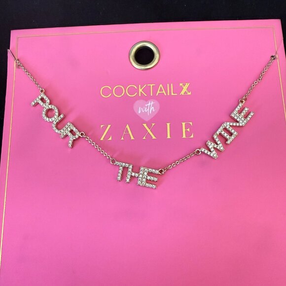 Zaxie Pour the Wine Necklace Cocktail Party New Years Celebrate Wine Lover NWT - Picture 7 of 8